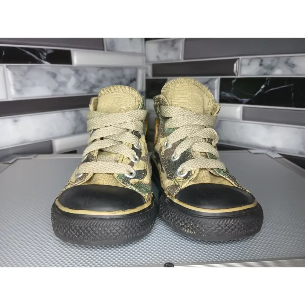 Converse All Star Chuck Taylor Toddler Hi-Top Camo Green Black Size 5 Pre-Owned